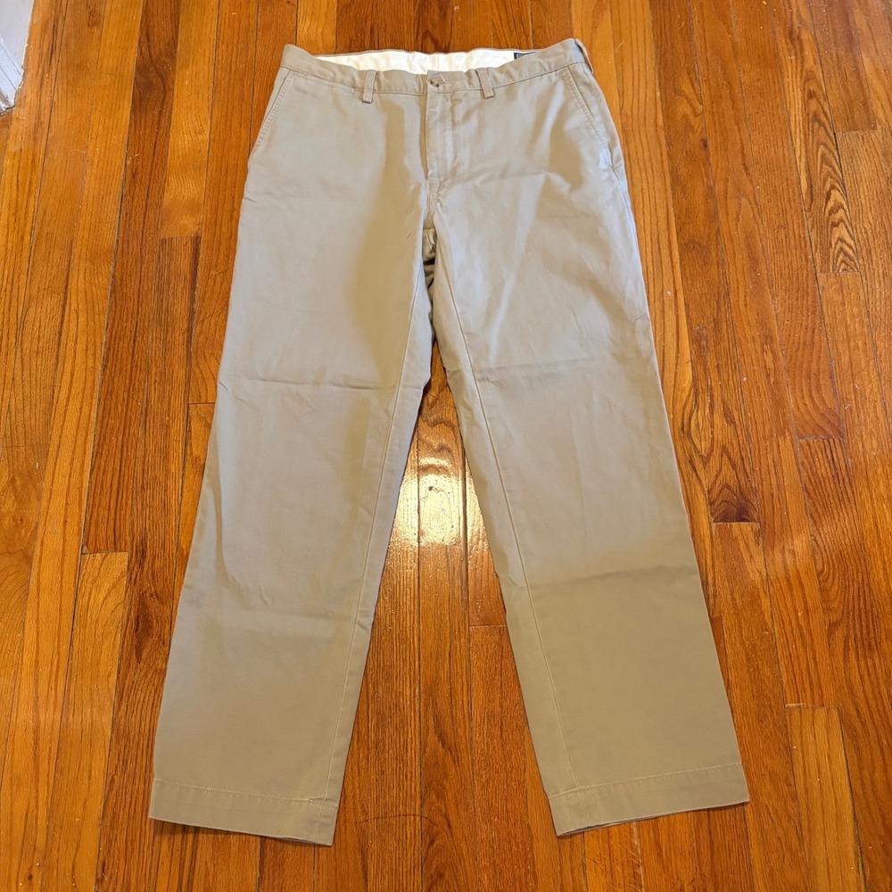Polo Ralph Lauren Mens 35X30 Chino Pants Khaki Classic Fit Cotton Flat Front
